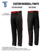 Custom Black Red Pinestripe Stretch Practice Loose-fit Baseball Pants